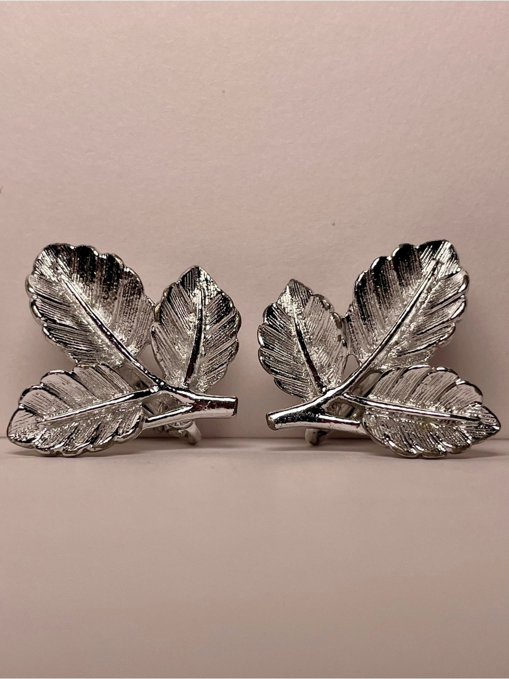 Sarah Coventry Silver Leaf Clip Ons